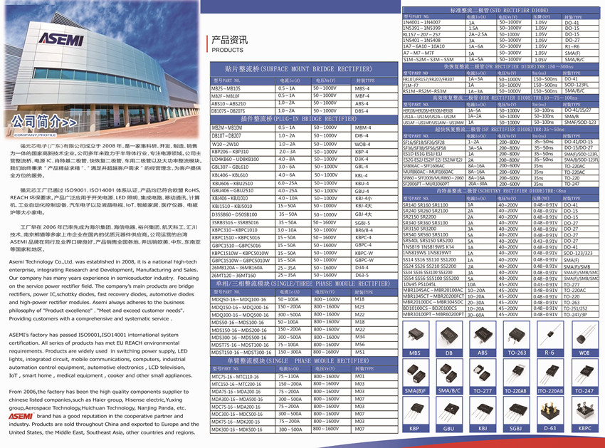 ASEMI品牌整流桥，用芯打造工艺升级品质升级！